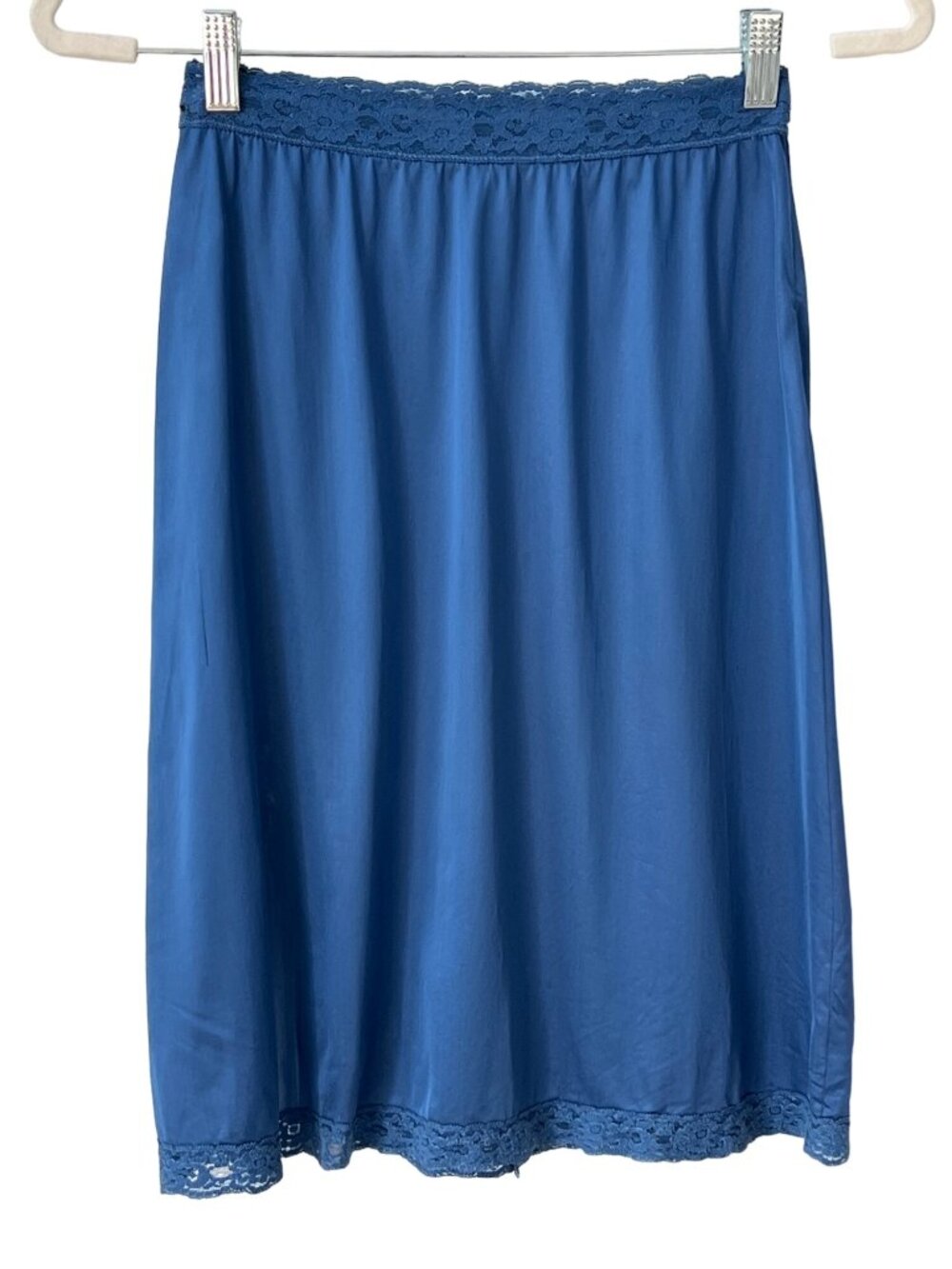 Vassarette Vintage 80s Womens Blue Lace Trim Half Slip Size Small Fairy Feminine